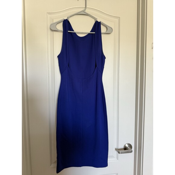 Lulus Blue Sheath Dress Sleeveless Knee Length Scoop Neck Stretch, Open Back M - Picture 3 of 4